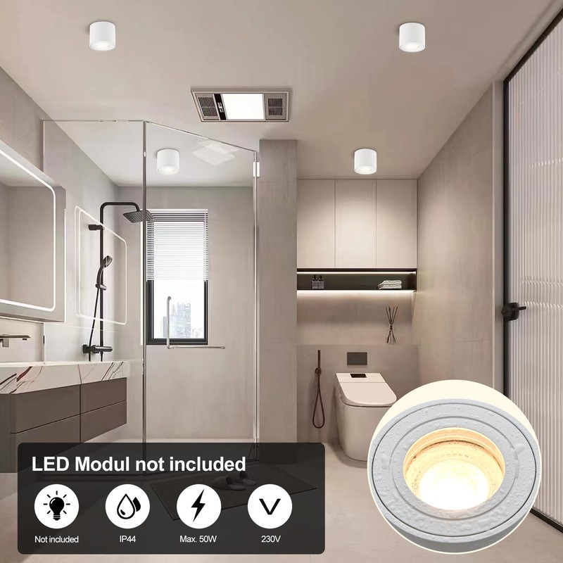 KYOTECH LED Surface-Mounted Spotlight, IP44, Black, Surface-Mounted Ceiling Light, Diameter