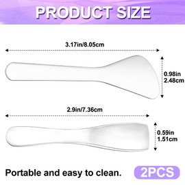 Pndeyo 2pcs Mini Metal Makeup Spatula, Reusable Cosmetic Cream Spatulas Spoon, Skincare Scoop Applicator Facial Massage Beauty Tools for Mixing and Sampling Face Eye Cream- Silver