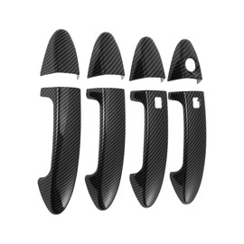 A ABSOPRO Door Handle Cover Trim Side Door Handle Cover for Ford Fiesta 2009-2012 ABS Carbon Fiber Black 1 Set