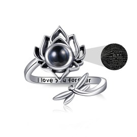 MONGAS Lotus Ring Sterling Silver Lotus Adjustable Ring Flower Jewelry for Women