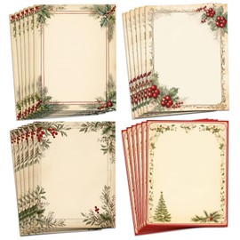 EggSun Christmas Stationery Paper,Winter Wonderland Letterhead, Christmas Tree Holiday Letters,Winter&Holiday Event Christmas Tree Stationery Paper For Writing Letters Office Invitations