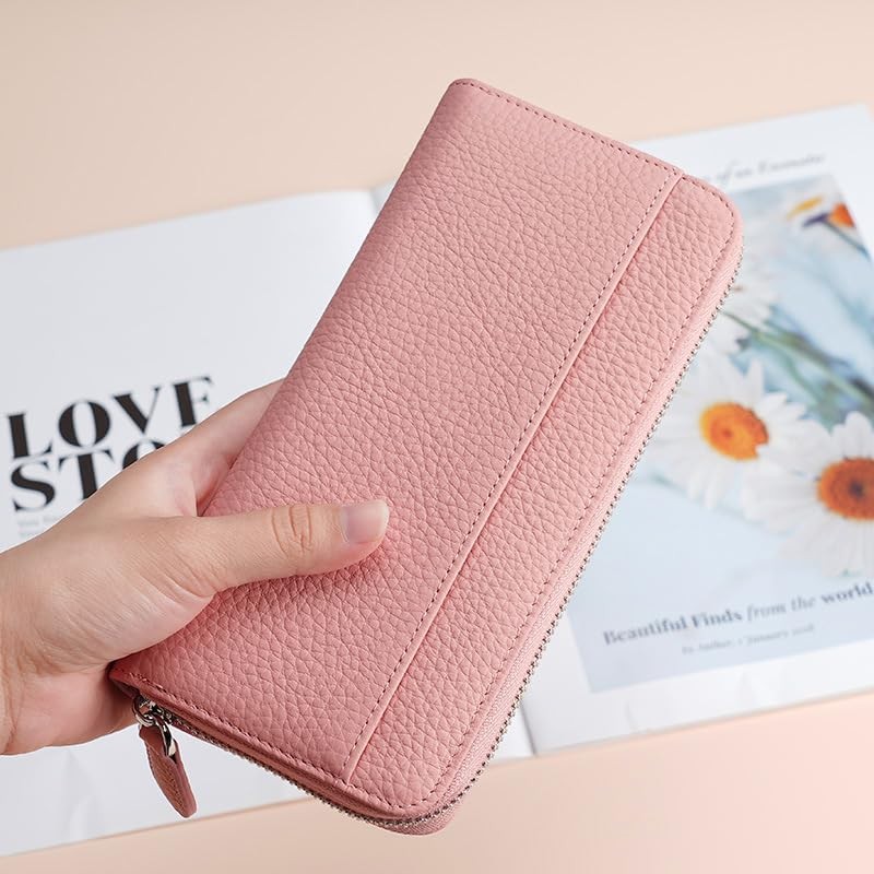Yocipa Genuine Leather Wallet, Women's, Round Zipper, Long Wallet, Large