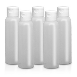 Kunz Packaging Travel Bottles for Filling - Empty 100 ml Bottles with Flip Cap - Transparent Plastic Dispenser Bottles - Set of 5, transparent