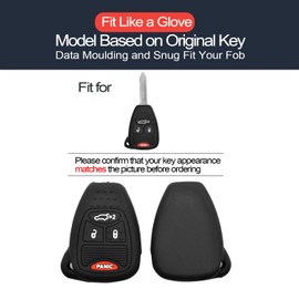 INFIPAR 2pcs Compatible with Dodge Avenger Charger Durango Magnum Jeep Commander Grand Cherokee Liberty Chrysler 4 Buttons Key Fob Cover Case Key Chain Protector Keyless Remote Holder
