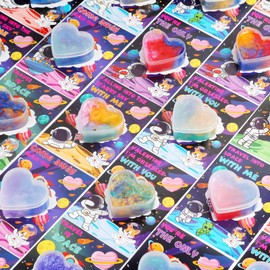 28 Pack Valentines Day Cards for Kids School with Galaxy Slime, Stress Relief Fidget Toys with Cards, Valentines Day Cards for Kids Funny Classroom Exchange and Party Favor Gifts