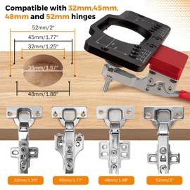 BEAMNOVA Upgraded 35mm Concealed Hinge Jig with Hole Drilling Guide Locator, Compatible with 32mm, 45mm, 48mm and 52mm Hinges, Cabinet Door Woodworking Tool, Mounting Locking Hinge Boring Jig