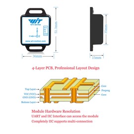 WitMotion WT901C RS485 Modbus Edition Built-in MPU9250 High Precision 3-Axis Angle + Gyro + Accelerometer Sensor (+-16g) + Magnetometer 9-Axis Accelerometer Karman Filtering Tilt Angle Sensor for Arduino, Raspberry Pi and More