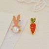 MUYAN Cute Small Easter Bunny Stud Earrings Pink Rabbit Orange