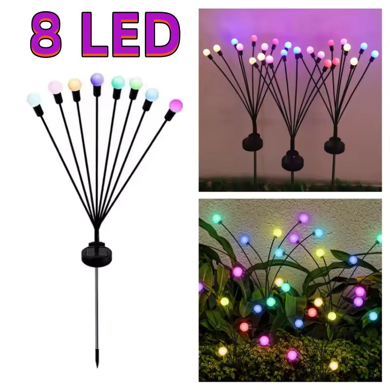 4 Pack 6 LED Solar Firefly Garden Lights with Warm