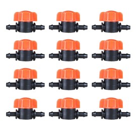 12 Pack Drip Irrigation Switch Valve 1/4" Drip Irrigation Barbed Ball Valve Shut Off Switch 4mm/7mm Hose Water Connectors Barbed Valve Drip Irrigation Universal Barbed Valve for Gardening