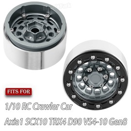 BRCatWPark Aluminum 1.9 Beadlock Wheel Rims with Adjustable Offset for 1/10 RC Crawler Car Axial SCX10 SCX10 II 90046 SCX10 III AXI03007 TRX4 D90,BRCatWPark 4pcs RC 1.9 Beadlock Wheel Rims,Titanium