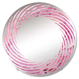 DesignQ Revolution Spiral in Pink Radiance - Abstract Spirals Spiral Abstract - 32 Inches - Round Decorative Wall Mirror for Bathroom, Bedroom, Entryway, Living Room, Vanity Room and Modern Décor