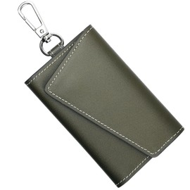 BARRANCA Men's Women's Smart Key Case, Genuine Leather, 6 Hooks, Carabiner, Card Slot, Includes Exclusive Box, Khaki