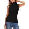 fanvita Black Sleeveless Turtlenecks for Women Mock Turtleneck Sweater Vest