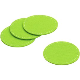 kela Trivet Alia Round 4 Pieces of Felt in Green, Wool 10 x 10 x 1 cm