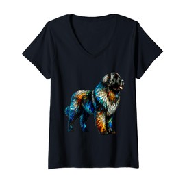 Womens Polygon Art Neapolitan Mastiff Mastino Napoletano V-Neck T-Shirt