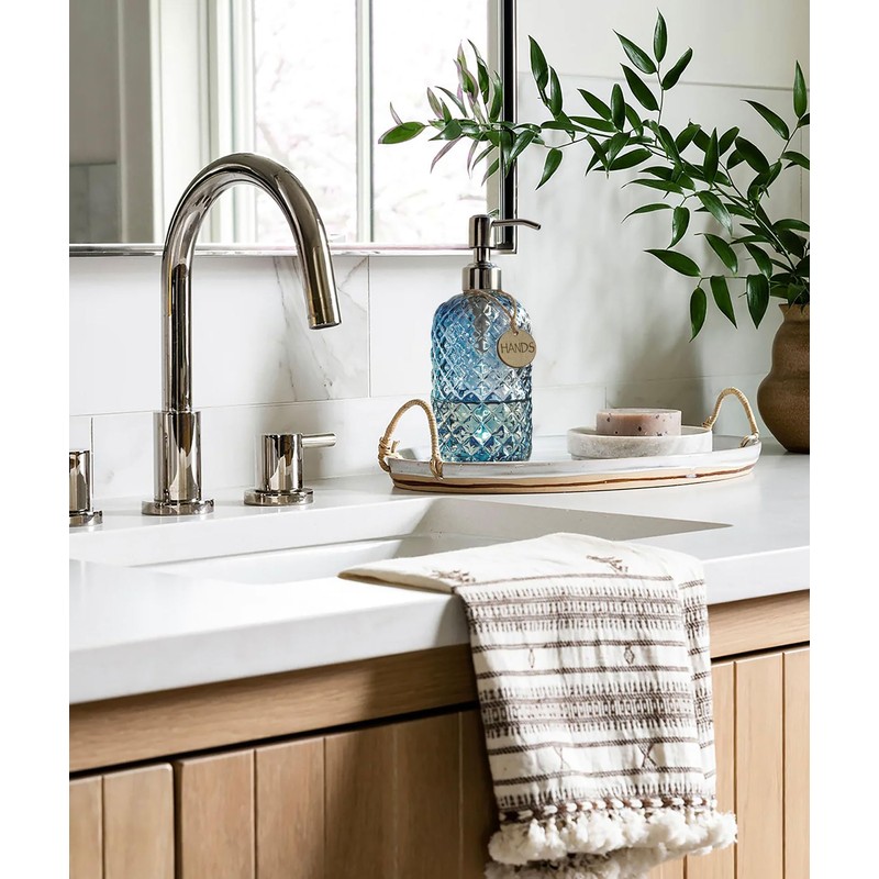 JASAI 18Oz Gem Patterned Glass Soap Dispenser for Kitchen and
