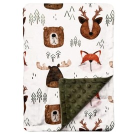 Baby Blanket for Boys Girls,Soft Minky Blanket with Double Layer Dotted Backing for Infant Toddler Nursery Crib (Forest, 30 * 40 inch)