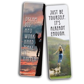 Motivational Quotes Bookmarks Series 1 (60-Pack) – Daily Inspirational Card Set – Interesting Book Page Clippers – Great Gifts for Kids and Teens