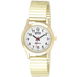 Ravel Women's Classic Day-Date Calendar Watch on Expander Bracelet - Gold Tone