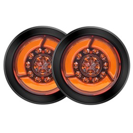 Aoling Truck Tail Lamp LED 12v 24v Round Trailer Tail Light Round Tail Turn Signal Lamp Waterproof Universal Truck Trailer Boat Tail Light Set of 2 (Yellow)