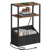 TUTOTAK Narrow Side Table with Charging Station, Slim End Table