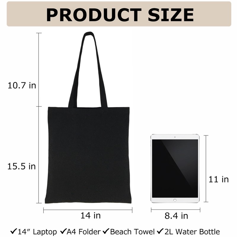 BUOGIO Canvas Tote Bags Bulk 50 Pack - Thick 10oz