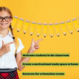 Oeyliz Back to School Pencil Banner Pencil Garland Classroom Decor DIY Pencils Banner First Day of School Photo Props Back to School Pencils Themed Classroom Teacher Office Party Decorations