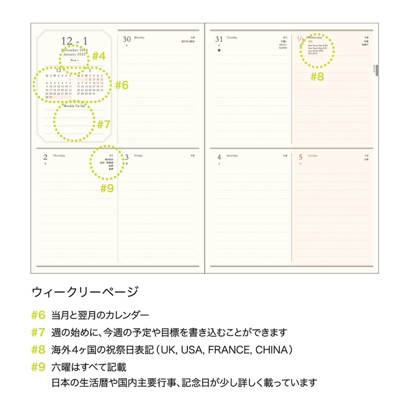 Elcomune Matka DR-WK-616 Notebook, Begins in January 2025, B6 Weekly