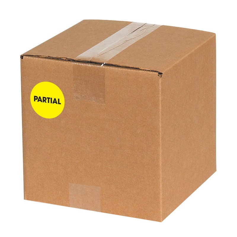 Aviditi Tape Logic 2" Circle Label, "Partial", Fluorescent Yellow, Roll