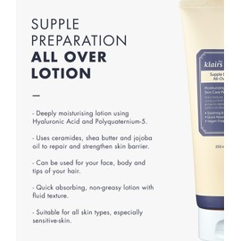 [KLAIRS] Supple Preparation All-over lotion, face and body moisturizer, 250ml, 8.45oz