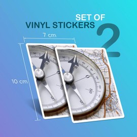 Vinyl Rectangle Vertical (Portrait) Stickers (Set of 2) 10cm - Compass & Map Hiking Mountaineering for Laptops, Tablets, Luggage, Scrap Booking, Fridges #50593