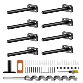 8pcs Wall Shelf Brackets Heavy Duty Floating Shelf Bracket Hidden,Invisible Black Shelving Brackets Decorative Floating Shelf Hardware Heavy Duty,Metal Shelf Support Bracket(6"-8pcs)