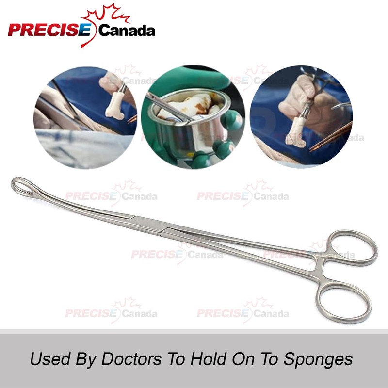 PRECISE CANADA: 3 PCS Stainless Steel Sponge Holding Forceps 7.5"