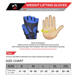 AQF Weight Lifting Gloves Ultralight Breathable Gym Gloves for Workout, Fitness, Cross Training, Bodybuilding Men Women (L, Blue)