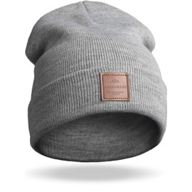 Grin&Bear M65 Unisex Fine Knit Beanie, Streetwear - grey mixed