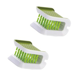 Polcatay 2 PCS Car Seat Belt Cleaning Brush, U-Shaped Non-Slip Double-Sided Quick Cleaning Tool, Foldable Portable Multi-Functional Knife and Fork Brush, Universal for Cars Home (Green)
