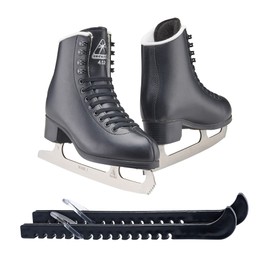 Jackson Ultima Figure Ice Skates for Men, Boys in Black Color/Bundle with Skate Guards/Junior 2