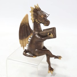 SXSZZXL Dragon Reading Statue Imitate Antique Bronze Dragon Resin Figurine Indoor Home Decorations