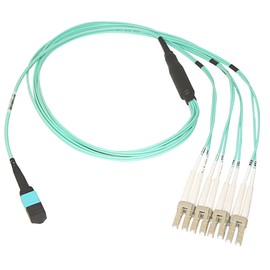 CableWholesale Plenum Fiber Optic Cable, 40 Gigabit Ethernet QSFP 40GBase-SR4 to MTP(MPO)/LC (4 Duplex LC) 24 inch Breakout Cable, OM3, 50/125, 10 Meter (33 feet)