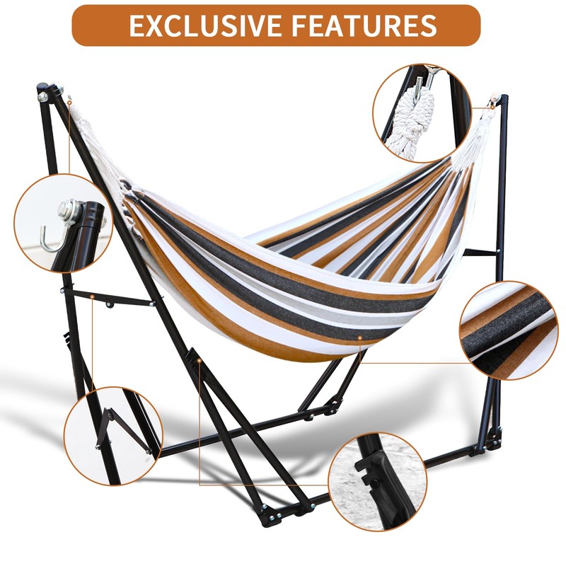 Hammock with Foldable Steel Stand,Frabic Tension Adjustable,Carrying Bag Included, 616