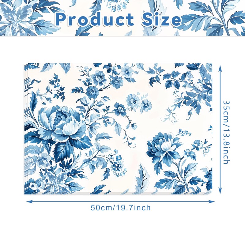 100 Sheets Ink Blue Floral Tissue Paper Chinoiserie Gift Wrapping