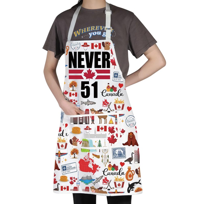 MYSOMY Canada Cooking Apron Canadian Kitchen Apron Canada Maple Leaf