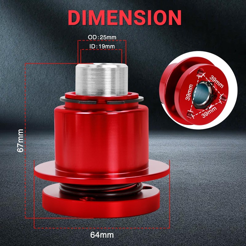 Steering Wheel Quick Release Kit, Universal 360 Degree 3 Holes