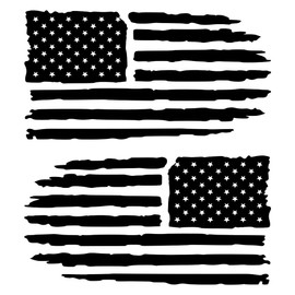 Pair of Distressed American Flag Vinyl Decals – Matte Black Mirrored Set – Custom Sizes 9.5" to 43" – Weatherproof Die Cut Stickers for Truck, Trailer, Garage, Toolbox, Wall