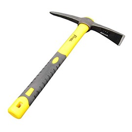 Forged Adze Pick, Weeding Mattock Hoe, Pick Axe 15-Inch, One Piece Intact Drop Forged, Plastic Coated Fiberglass Handle, 1.4LB