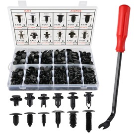 LivTee 240pcs Car Plastic Push Pin Rivet Fasteners, Assortment Universal Retainer Clips Push Type Retainers Set in Case with Remover Tool