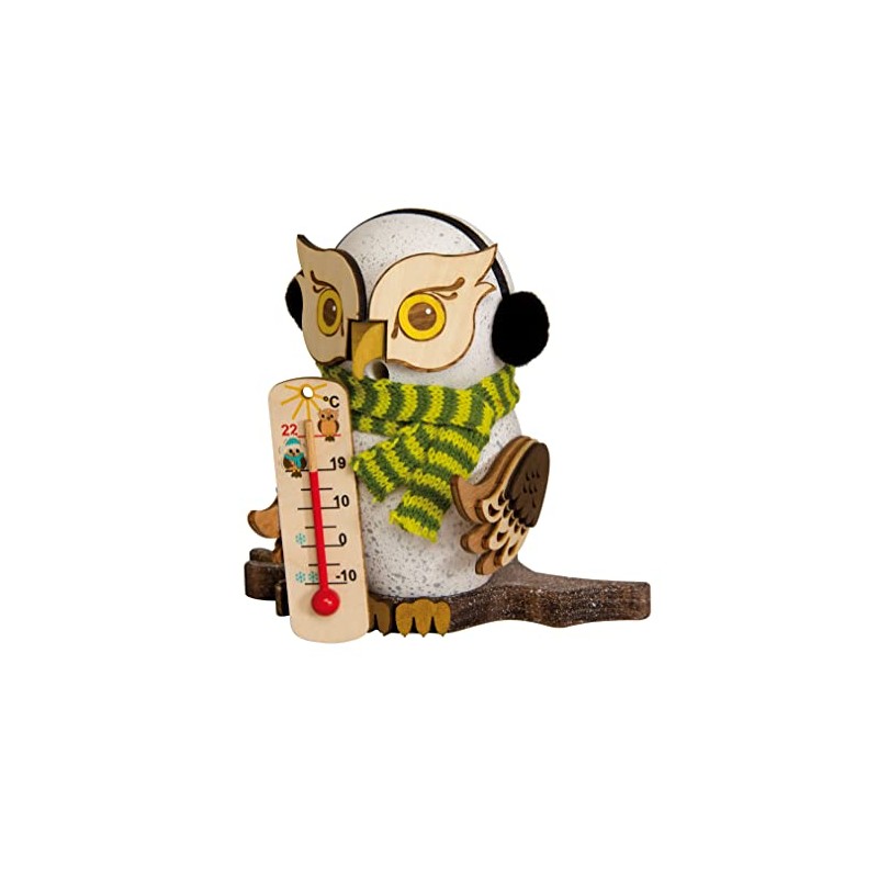 Drechslerei Kuhnert Smoke Figure / Incense Figure - Owl with