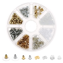 480pcs Earring Backs 8 Different Style Earring Pads Flexible Replacement Backstops Backers Kit with Storage Box