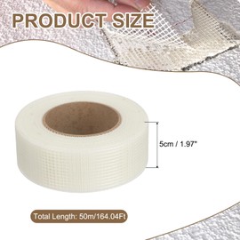 PATIKIL Drywall Repair Mesh Tape, 2 inch x 164 ft Fiberglass Repair Patch Self-Adhesive Dry Wall Joint Tape 7 Mesh Wall Hole Crack and Seam Patch, White